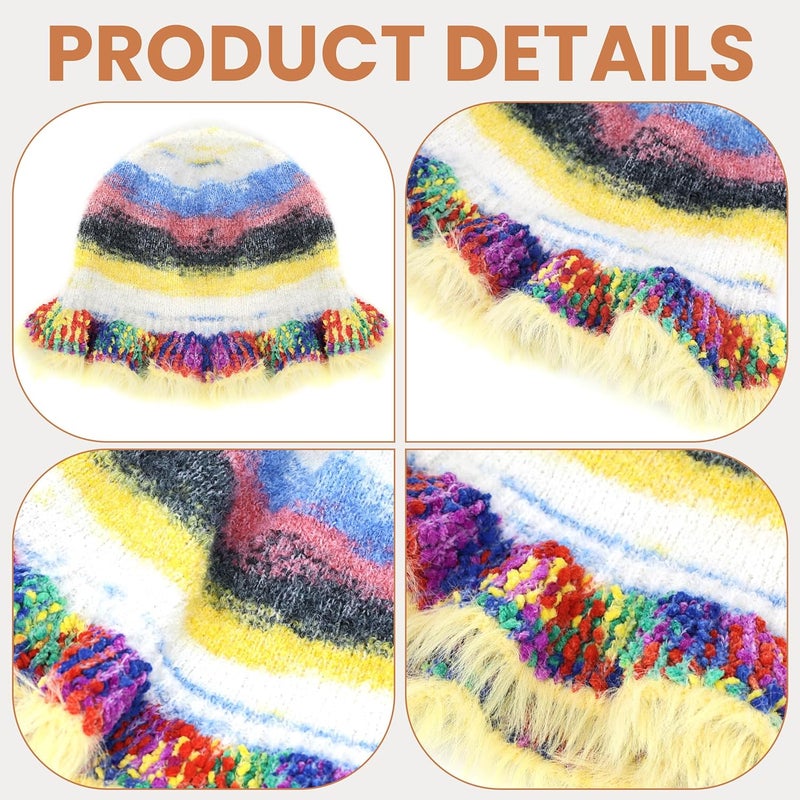 Busnos Crochet Bucket Hats for Women Handmade Hat Cute Foldable Knitted Hats for Women - Image 4